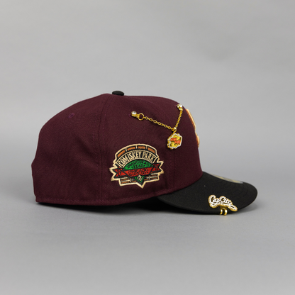NEW ERA EXCLUSIVE 59FIFTY BURGUNDY/ BLACK CHICAGO WHITE SOX W/ COMISKEY PARK SIDE PATCH