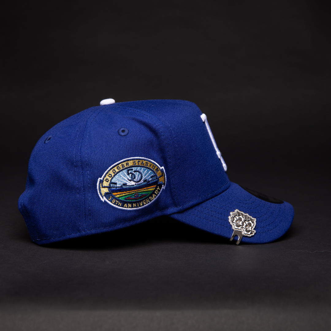NEW ERA 9FIFTY A-FRAME BLUE LOS ANGELES DODGERS W/ ICY HEART + 50TH ANNIVERSARY SIDE PATCH