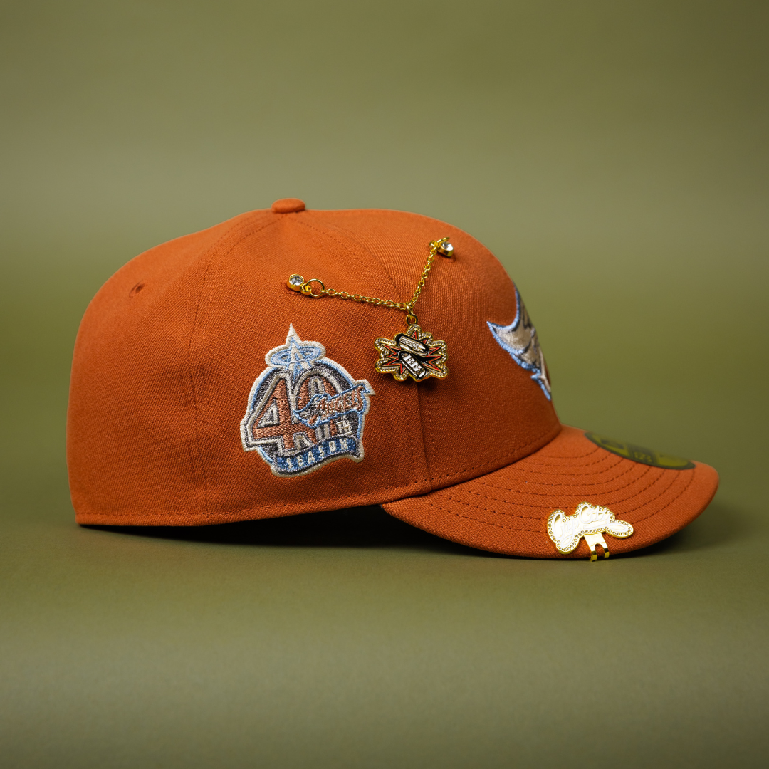 NEW ERA EXCLUSIVE 59FIFTY RUST ANAHEIM ANGELS W/ 40TH ANNIVERSARY SIDE PATCH