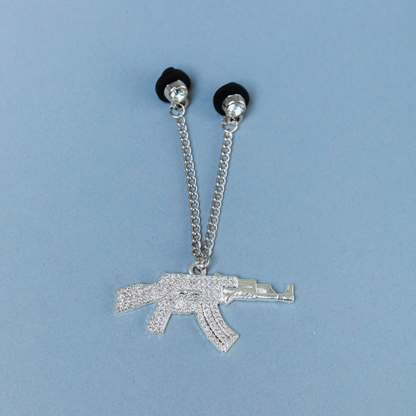 *NEW SILVER "AK-47" CHAIN W/ RHINESTONES VERY LIMITED