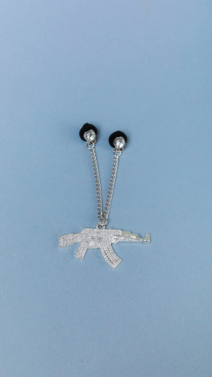 *NEW SILVER "AK-47" CHAIN W/ RHINESTONES VERY LIMITED