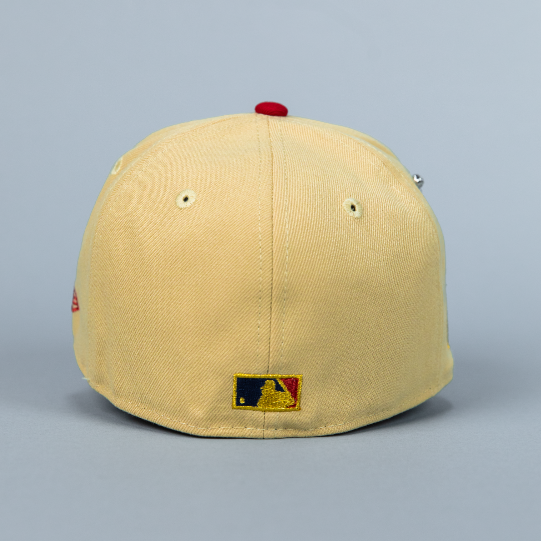 NEW ERA EXCLUSIVE 59FIFTY VEGAS GOLD/ NAVY DETROIT TIGERS W/ 2006 WORLD SERIES SIDE PATCH