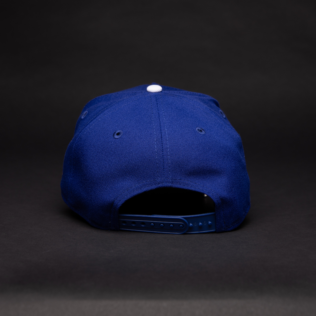 NEW ERA 9FIFTY A-FRAME BLUE LOS ANGELES DODGERS W/ ICY HEART + 50TH ANNIVERSARY SIDE PATCH