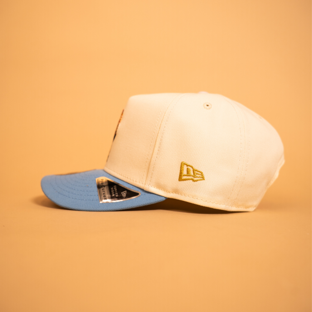 NEW ERA EXCLUSIVE 9FIFTY A-FRAME CHROME/ ICY BLUE "EL GALLO" SNAPBACK W/ NEW ERA SIDE PATCH