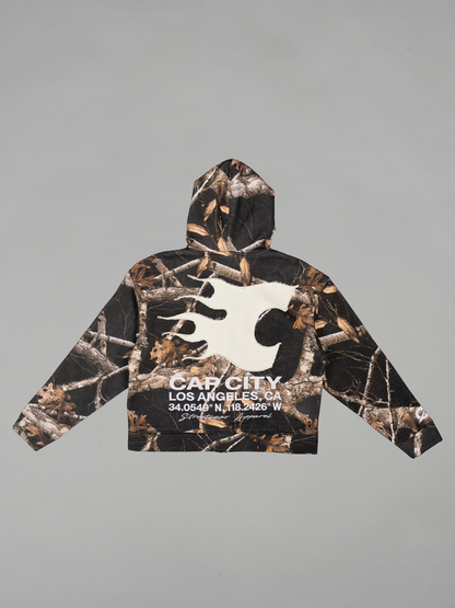 CAP CITY X SHORELINE MAFIA BLACK CAMO ZIP UP HOODIE -UNISEX