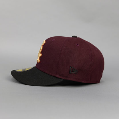 NEW ERA EXCLUSIVE 59FIFTY BURGUNDY/ BLACK CHICAGO WHITE SOX W/ COMISKEY PARK SIDE PATCH