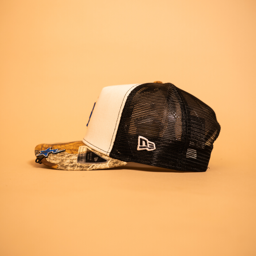 NEW ERA EXCLUSIVE 9FIFTY A-FRAME CHROME/ REALTREE LOS ANGELES DODGERS MESHBACK SNAPBACK W/ 40TH ANNIVERSARY SIDE PATCH