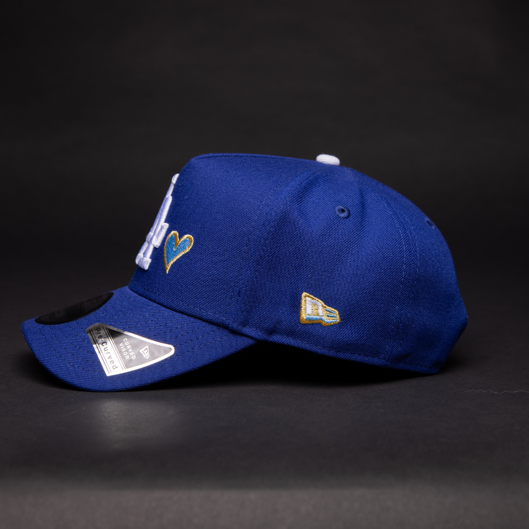 NEW ERA 9FIFTY A-FRAME BLUE LOS ANGELES DODGERS W/ ICY HEART + 50TH ANNIVERSARY SIDE PATCH