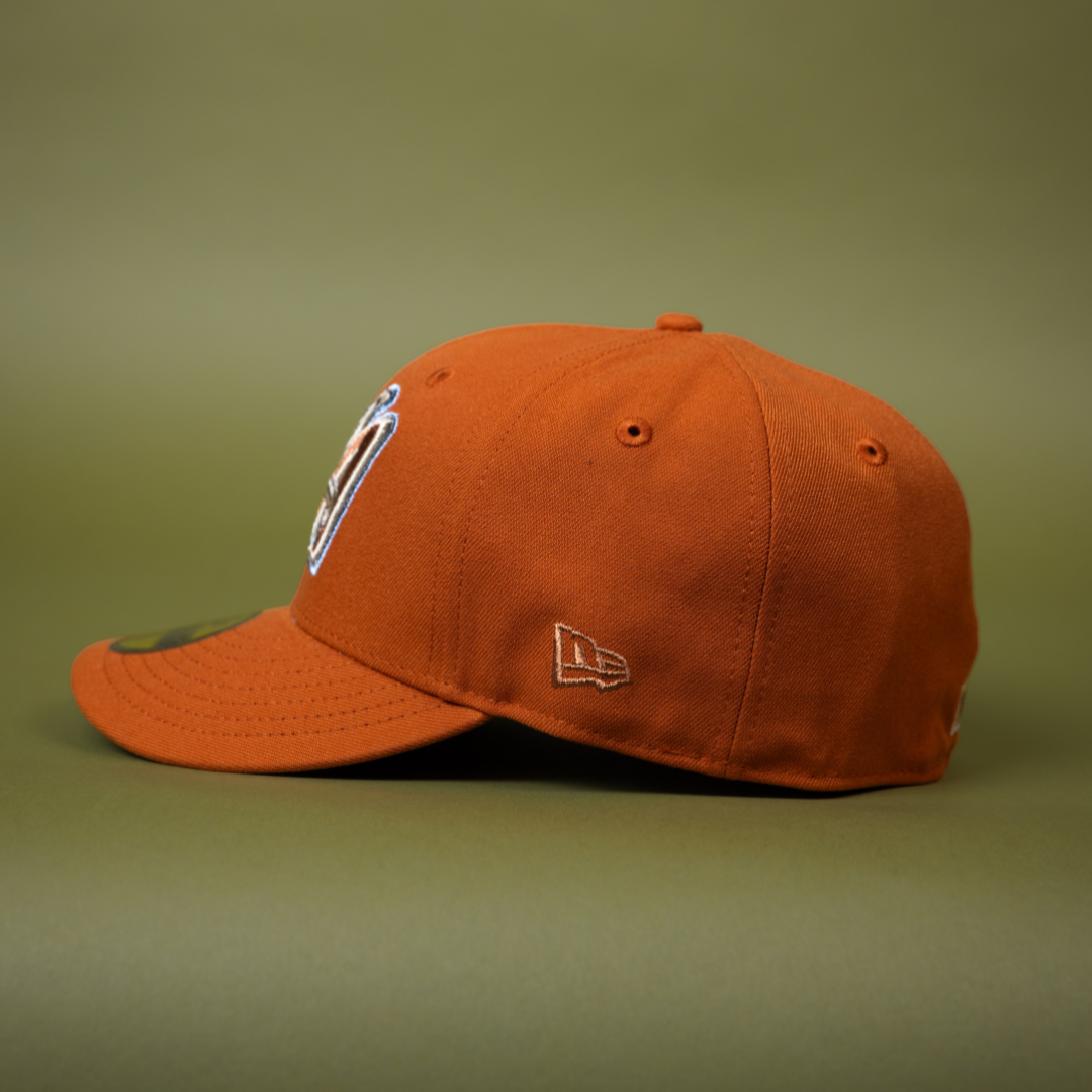 NEW ERA EXCLUSIVE 59FIFTY RUST ANAHEIM ANGELS W/ 40TH ANNIVERSARY SIDE PATCH