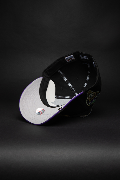 NEW ERA EXCLUSIVE 59FIFTY BLACK/ PURPLE ARIZONA DIAMONDBACKS W/ 1998 INAUGURAL SEASON SIDE PATCH