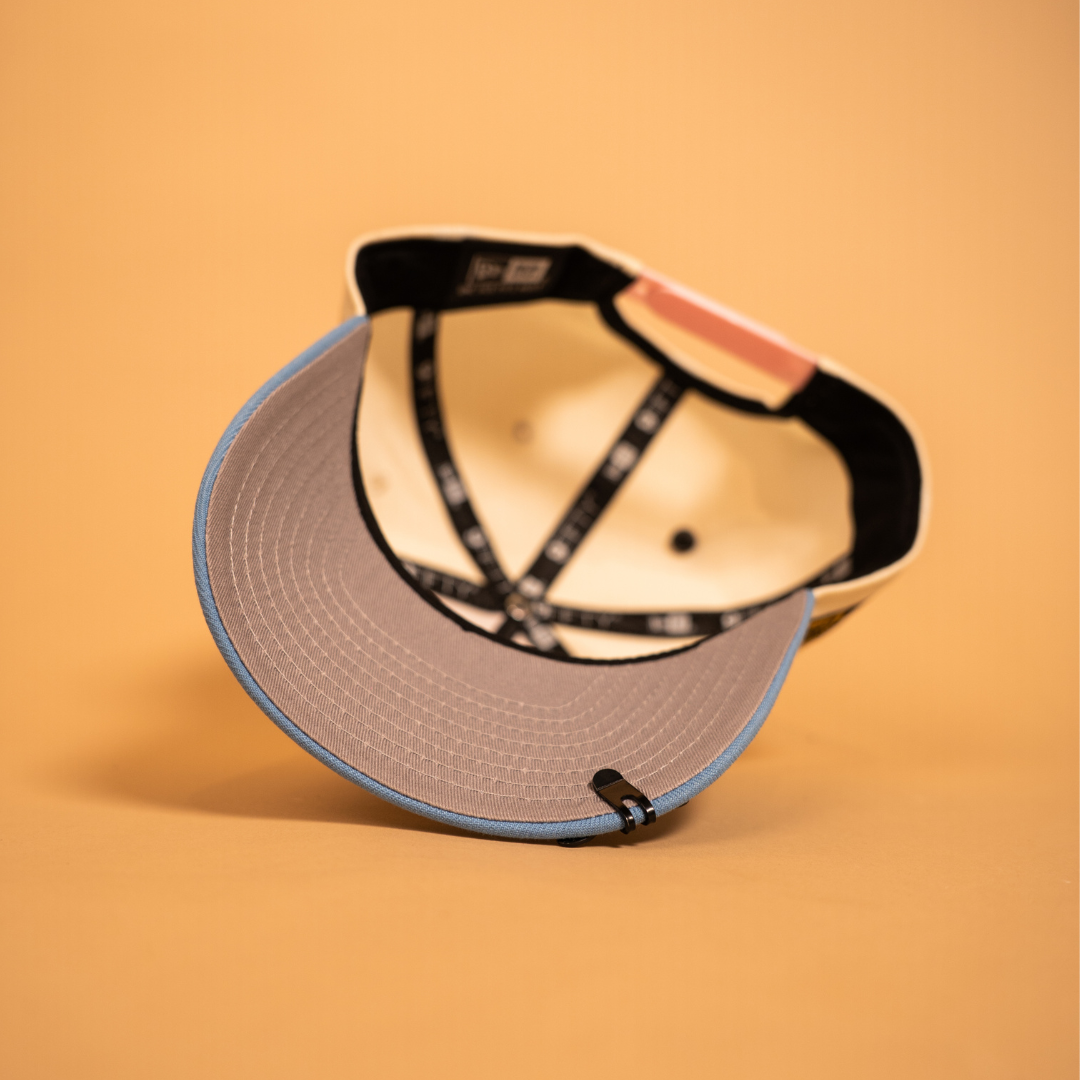 NEW ERA EXCLUSIVE 9FIFTY A-FRAME CHROME/ ICY BLUE "EL GALLO" SNAPBACK W/ NEW ERA SIDE PATCH