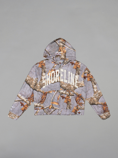 CAP CITY X SHORELINE MAFIA GREY CAMO ZIP UP HOODIE -UNISEX