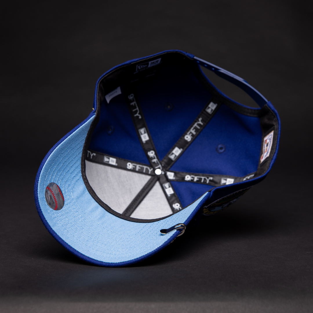NEW ERA 9FIFTY A-FRAME BLUE LOS ANGELES DODGERS W/ ICY HEART + 50TH ANNIVERSARY SIDE PATCH