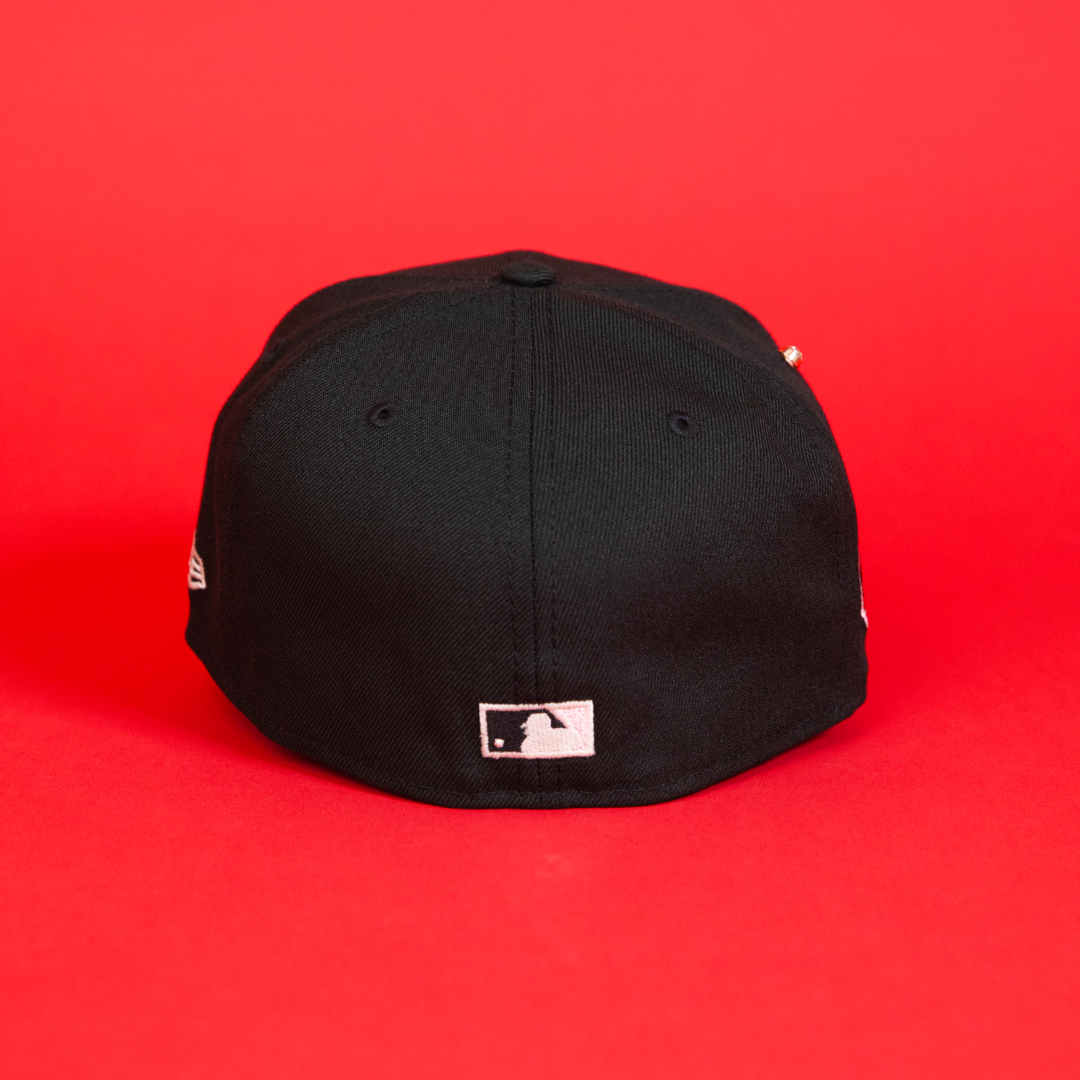 NEW ERA 59FIFTY BLACK LOS ANGELES DODGERS SCRIPT W/ WORLD SERIES SIDE PATCH