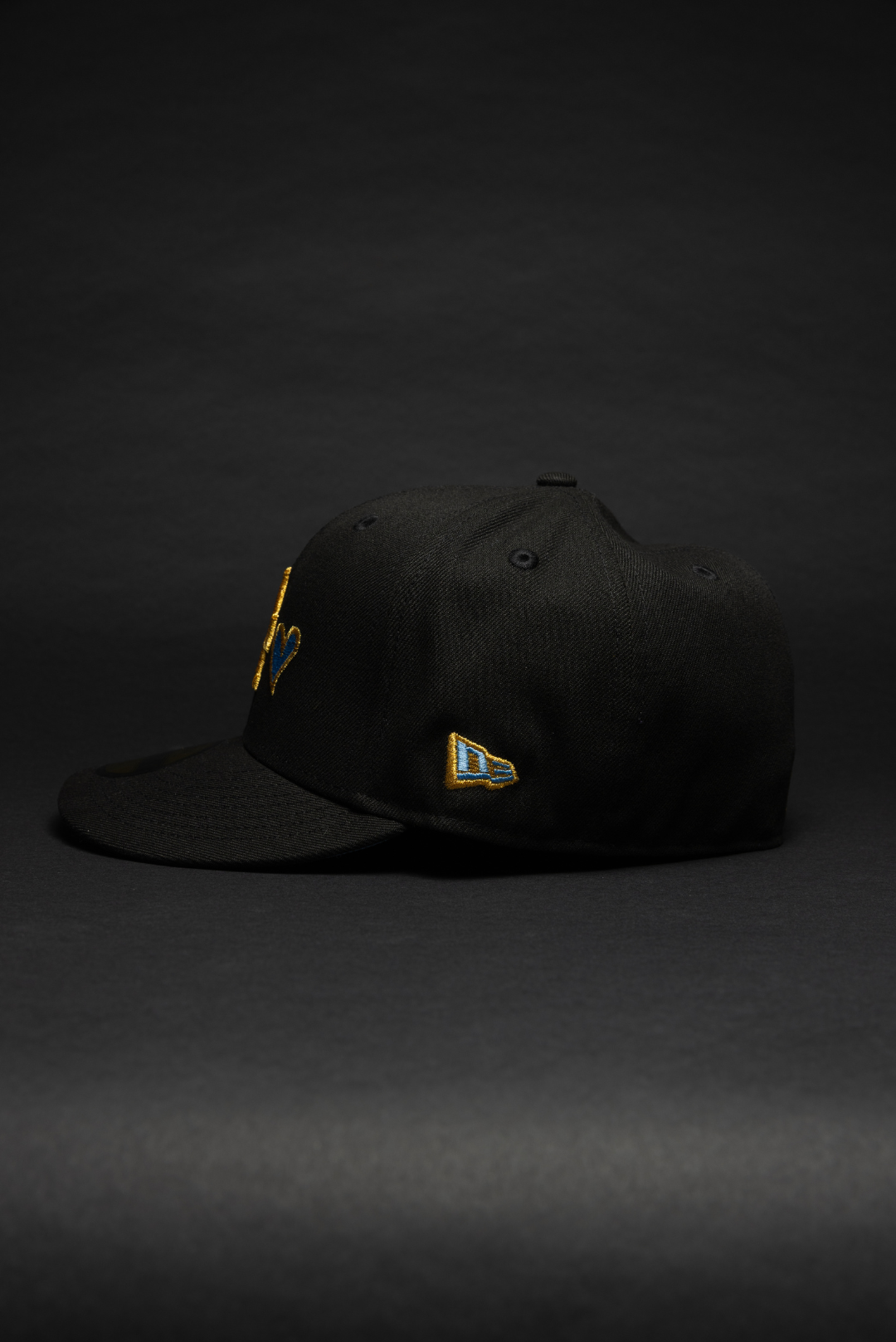 NEW ERA EXCLUSIVE 59FIFTY BLACK LOS ANGELES DODGERS W/ HEART + 50TH ANNIVERSARY SIDE PATCH