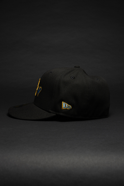 NEW ERA EXCLUSIVE 59FIFTY BLACK LOS ANGELES DODGERS W/ HEART + 50TH ANNIVERSARY SIDE PATCH