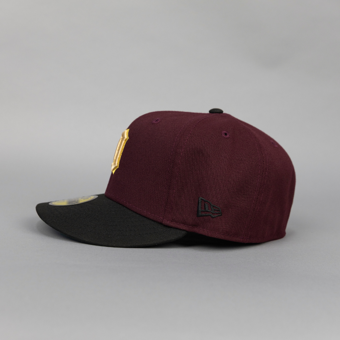 NEW ERA EXCLUSIVE 59FIFTY BURGUNDY/ BLACK DETROIT TIGERS W/ COMERICA PARK SIDE PATCH