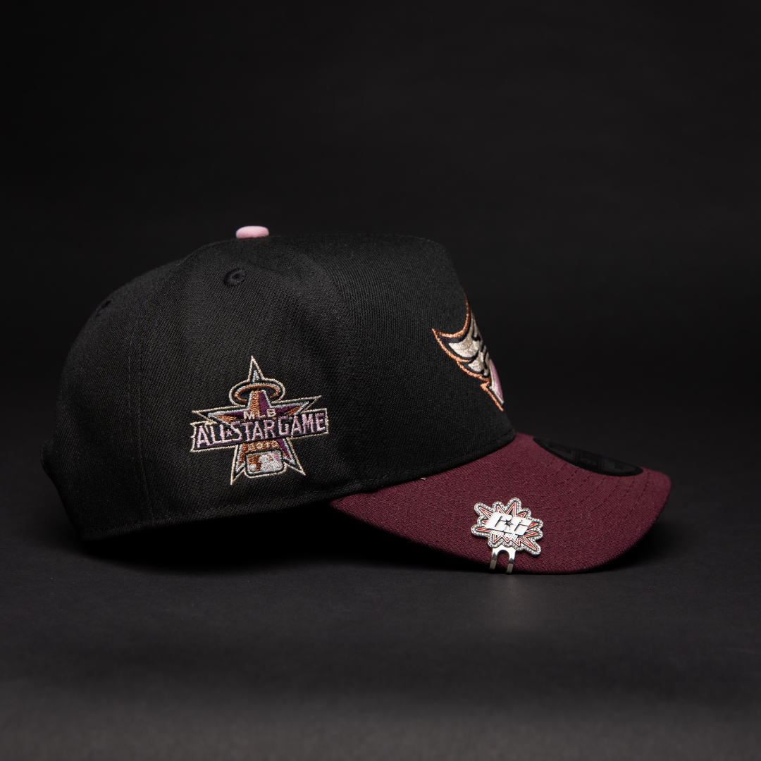 NEW ERA 9FIFTY A-FRAME BLACK/ BURGUNDY ANAHEIM ANGELS SNAPBACK W/ ALL STAR GAME SIDE PATCH