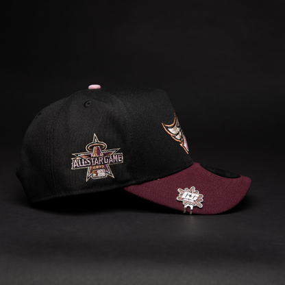 NEW ERA 9FIFTY A-FRAME BLACK/ BURGUNDY ANAHEIM ANGELS SNAPBACK W/ ALL STAR GAME SIDE PATCH