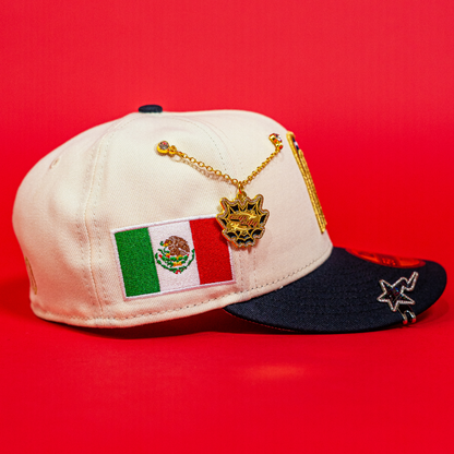 NEW ERA EXCLUSIVE 59FIFTY CHROME/ NAVY MEXICO 2025 WORLD BASEBALL CLASSIC W/ MEXICO FLAG SIDE PATCH