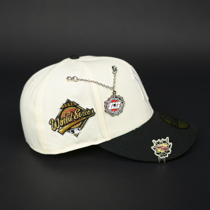 NEW ERA EXCLUSIVE 59FIFTY CHROME/ BLACK NEW YORK YANKEES W/ WORLD SERIES SIDE PATCH