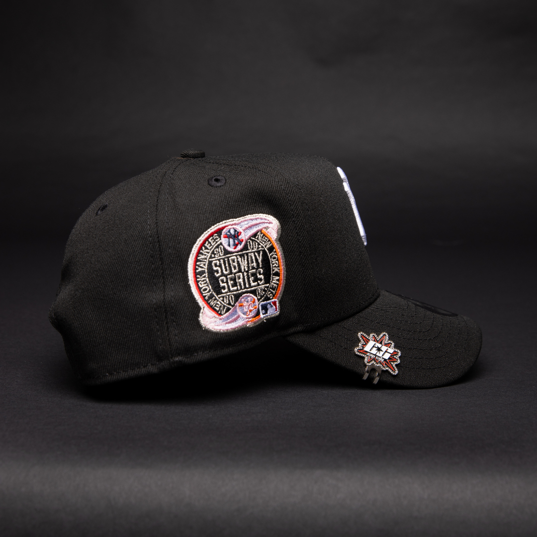 NEW ERA 9FIFTY A-FRAME BLACK NEW YORK YANKEES SNAPBACK W/ PINK ROSE + SUBWAY SERIES SIDE PATCH