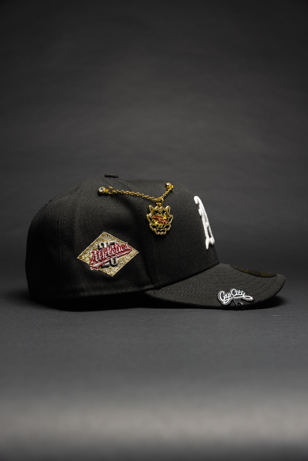 NEW ERA EXCLUSIVE 59FIFTY BLACK OAKLAND ATHLETICS W/ 25TH ANNIVERSARY SIDE PATCH