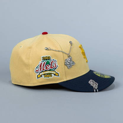 NEW ERA EXCLUSIVE 59FIFTY VEGAS GOLD/ NAVY NEW YORK METS W/ 40TH ANNIVERSARY SIDE PATCH