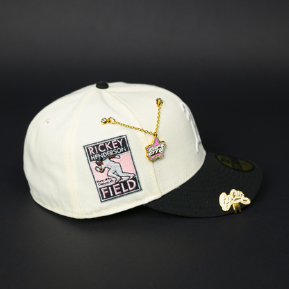 NEW ERA EXCLUSIVE 59FIFTY CHROME/ BLACK OAKLAND ATHLETICS W/ RICKEY HENDERSON SIDE PATCH