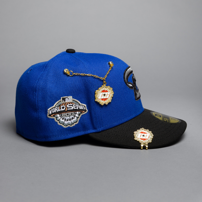 NEW ERA EXCLUSIVE 59FIFTY BLUE/BLACK ARIZONA DIAMONDBACKS W/ 2001 WORLD SERIES SIDE PATCH
