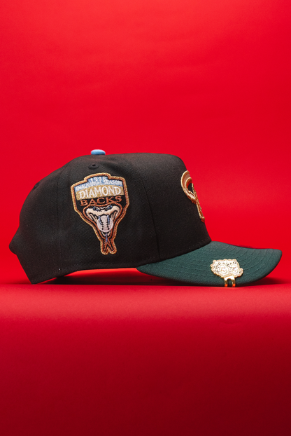 NEW ERA 9FIFTY A-FRAME BLACK/GREEN ARIZONA DIAMONDBACKS SNAPBACK W/ 1998 INAUGURAL SEASON SIDE PATCH