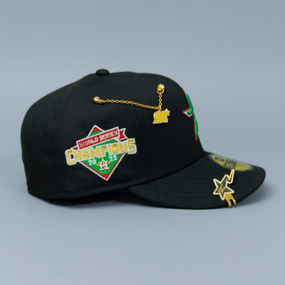NEW ERA EXCLUSIVE 59FIFTY BLACK HOUSTON ASTROS W/ 2022 WORLD SERIES CHAMPIONS SIDE PATCH