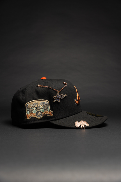 NEW ERA EXCLUSIVE 59FIFTY BLACK ATLANTA BRAVES W/ TURNER FIELD SIDE PATCH