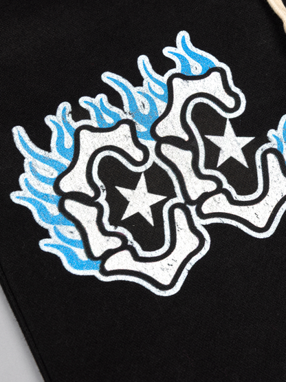 CAP CITY X SHORELINE MAFIA BLACK/BLUE AIR BRUSH PANTS W/ RHINESTONES - UNISEX