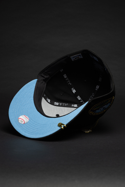 NEW ERA EXCLUSIVE 59FIFTY BLACK LOS ANGELES DODGERS W/ HEART + 50TH ANNIVERSARY SIDE PATCH