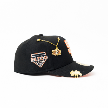 NEW ERA EXCLUSIVE 59FIFTY BLACK SAN DIEGO PADRES W/ PETCO PARK SIDE PATCH