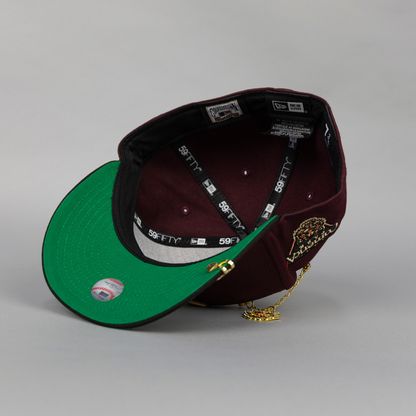 NEW ERA EXCLUSIVE 59FIFTY BURGUNDY/ BLACK DETROIT TIGERS W/ COMERICA PARK SIDE PATCH