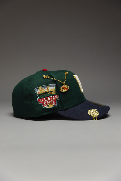 NEW ERA EXCLUSIVE 59FIFTY FOREST GREEN/NAVY MINNESOTA TWINS W/ ALL STAR GAME SIDE PATCH