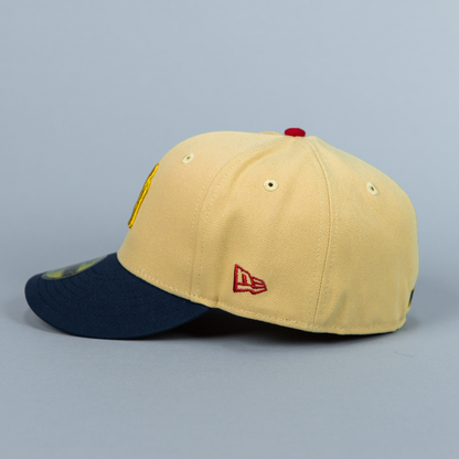 NEW ERA EXCLUSIVE 59FIFTY VEGAS GOLD/ NAVY NEW YORK YANKEES W/ 1998 WORLD SERIES SIDE PATCH
