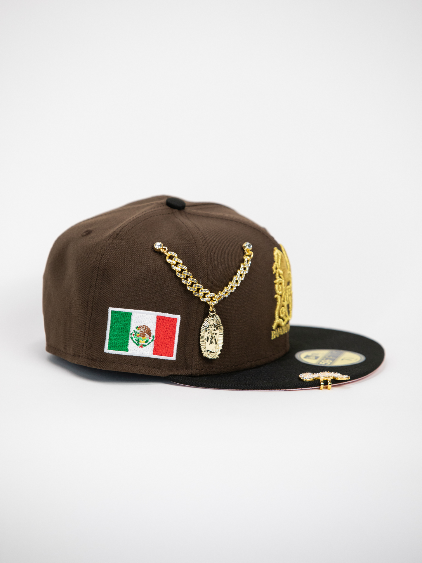 NEW* "RANCHO HUMILDE x NEW ERA x CAP CITY" BROWN/BLACK 59FIFTY FITTED W/ MEXICAN FLAG & PINK UV *FREE ACCESSORY INCLUDED