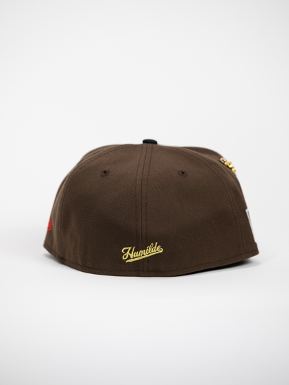 NEW* "RANCHO HUMILDE x NEW ERA x CAP CITY" BROWN/BLACK 59FIFTY FITTED W/ MEXICAN FLAG & PINK UV *FREE ACCESSORY INCLUDED