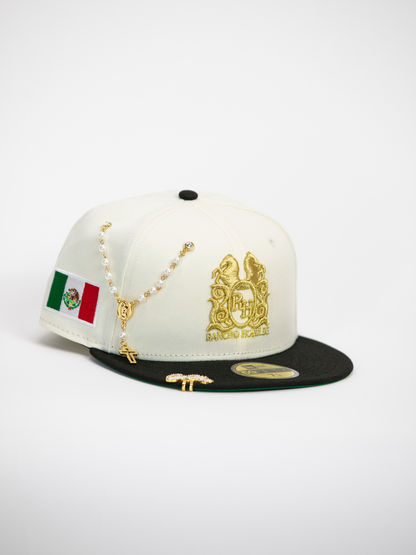 NEW* "RANCHO HUMILDE x NEW ERA x CAP CITY" WHITE/BLACK 59FIFTY FITTED W/ MEXICAN FLAG & GREEN UV *FREE ACCESSORY INCLUDED