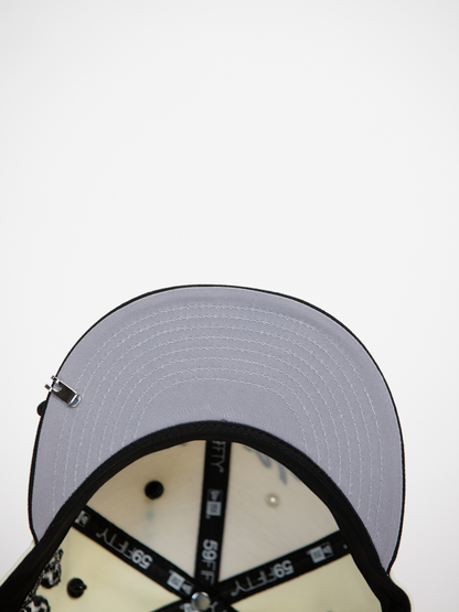 NEW* "RANCHO HUMILDE x NEW ERA x CAP CITY" WHITE/BLACK 59FIFTY FITTED W/ RANCHO LOGO & GREY UV *FREE ACCESSORY INCLUDED