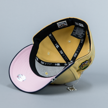 NEW ERA EXCLUSIVE 59FIFTY VEGAS GOLD/ NAVY NEW YORK YANKEES W/ 1998 WORLD SERIES SIDE PATCH