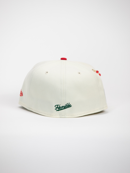 NEW* "RANCHO HUMILDE x NEW ERA x CAP CITY" WHITE/GREEN 59FIFTY FITTED W/ MEXICAN FLAG & RED UV *FREE ACCESSORY INCLUDED