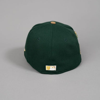 NEW ERA EXCLUSIVE 59FIFTY FOREST GREEN/ KHAKI UPSIDE DOWN LOS ANGELES DODGERS W/ WORLD SERIES CHAMPIONS SIDE PATCH