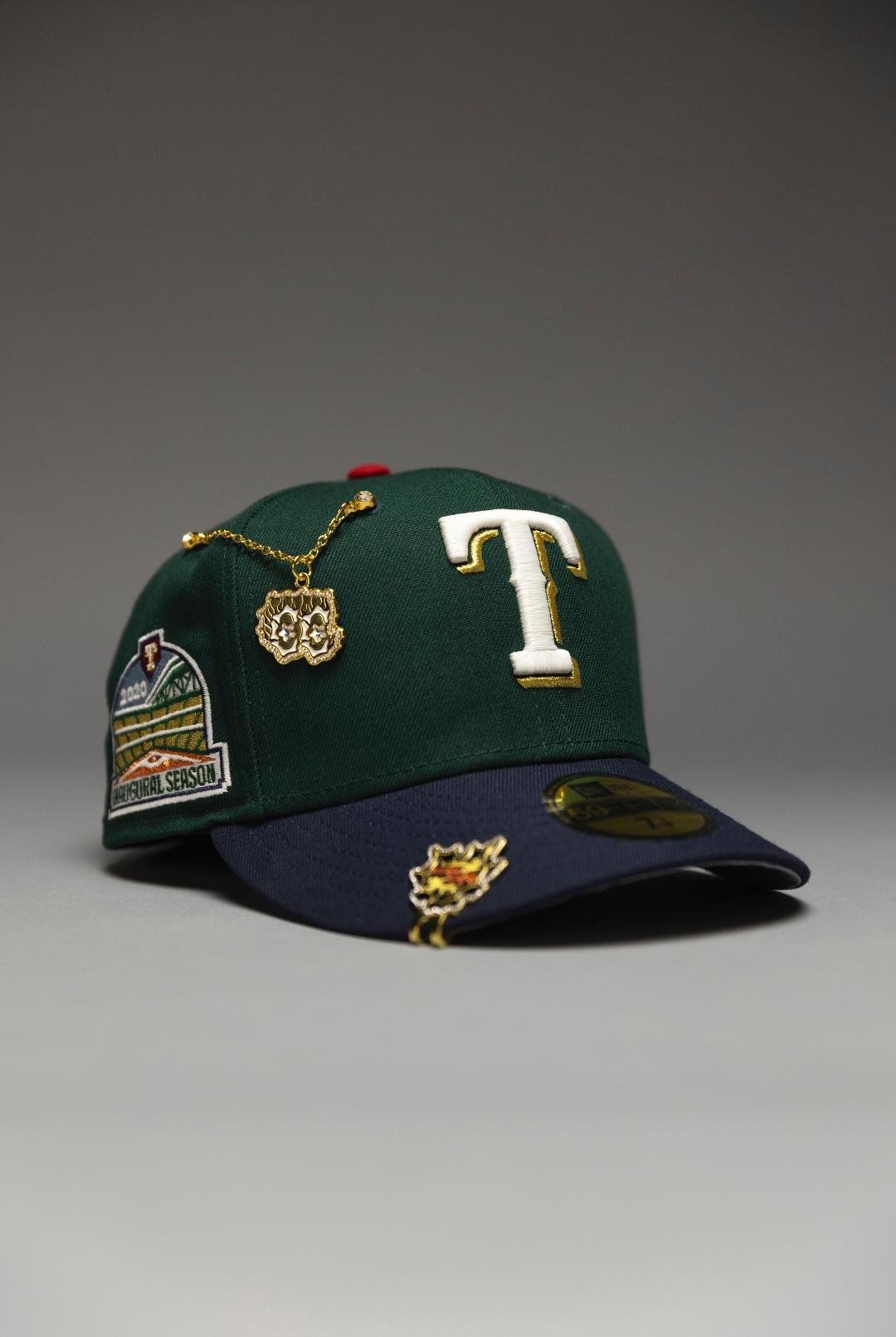 NEW ERA EXCLUSIVE 59FIFTY FOREST GREEN/NAVY TEXAS RANGERS W/ INAUGURAL SEASON SIDE PATCH
