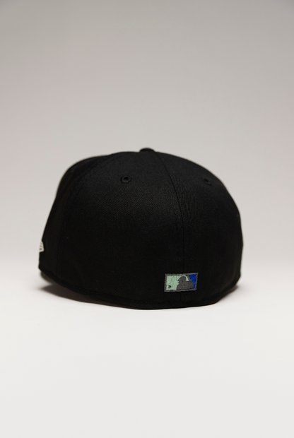 NEW ERA EXCLUSIVE 59FIFTY BLACK PHILADELPHIA PHILLIES W/ 100TH ANNIVERSARY SIDE PATCH
