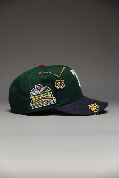 NEW ERA EXCLUSIVE 59FIFTY FOREST GREEN/NAVY TEXAS RANGERS W/ INAUGURAL SEASON SIDE PATCH