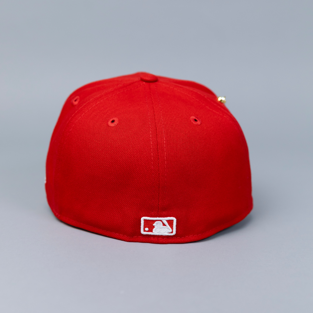 NEW ERA EXCLUSIVE 59FIFTY RED LOS ANGELES DODGERS W/ 2020 WORLD SERIES SIDE PATCH